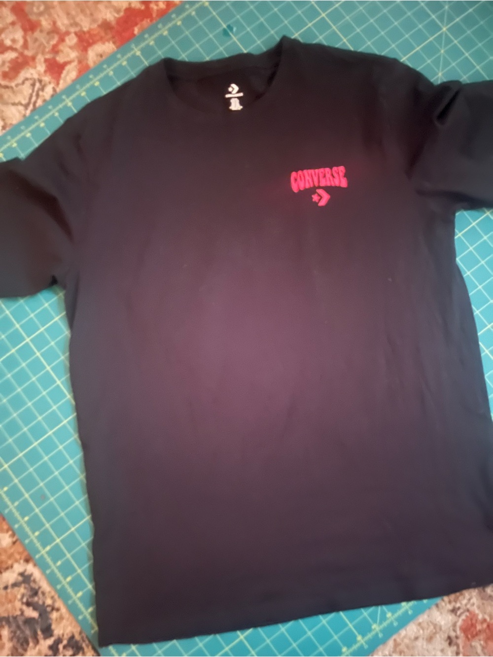 Converse Black Short Sleeve Tee with Pink Chest Logo
